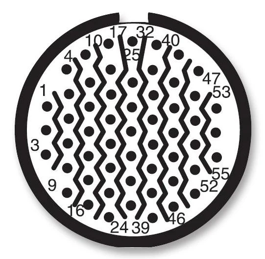 AMPHENOL AEROSPACE D38999/20JE35PN Circular Connector, MIL-DTL-38999 Series III, D38999/20 Series, Wall Mount Receptacle, 55 Contacts - Image 2