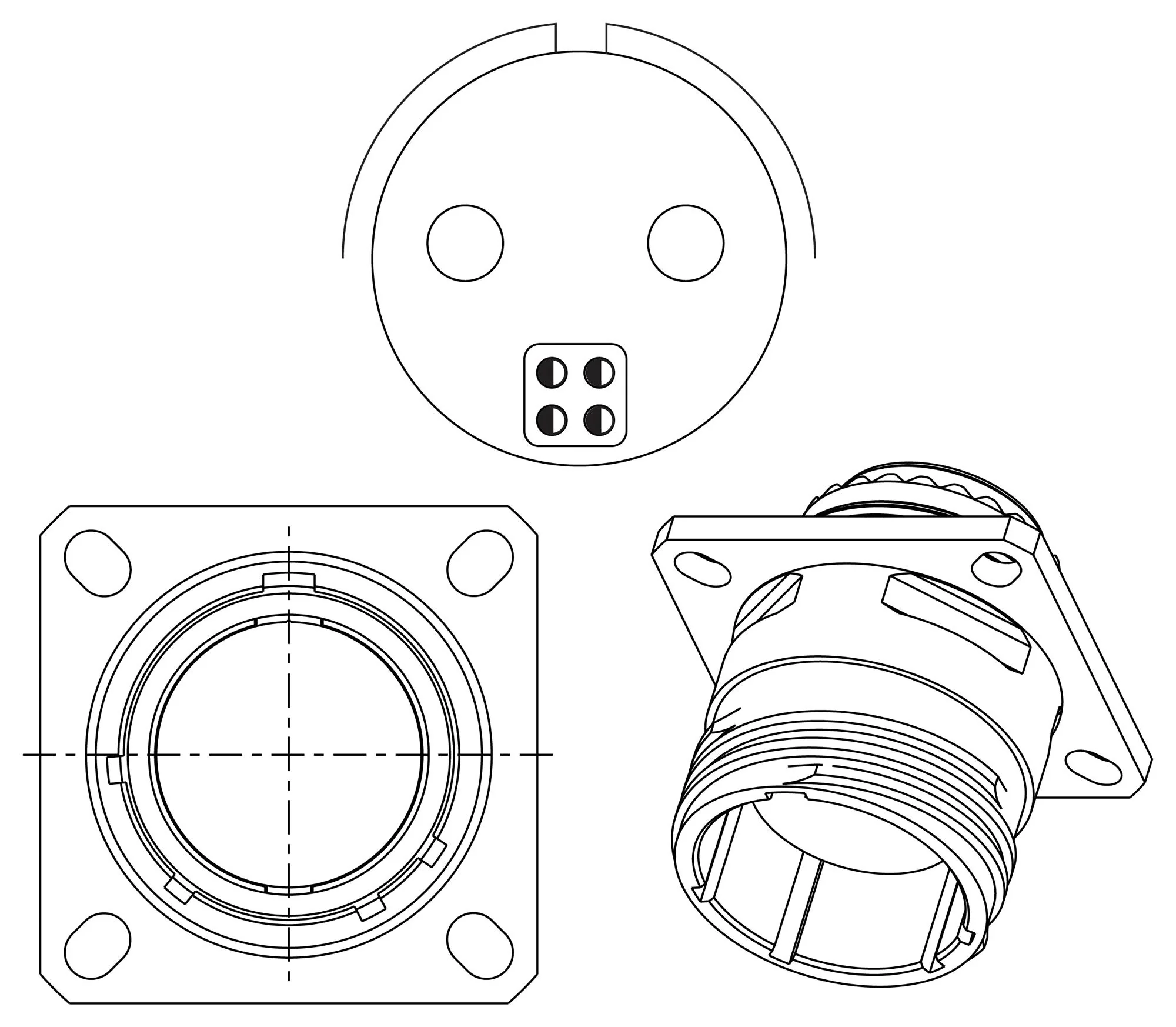 AMPHENOL AEROSPACE HV00RF25-56R MIL SPEC CIR CONN, RCPT, 25-56, WALL MNT - Image 2
