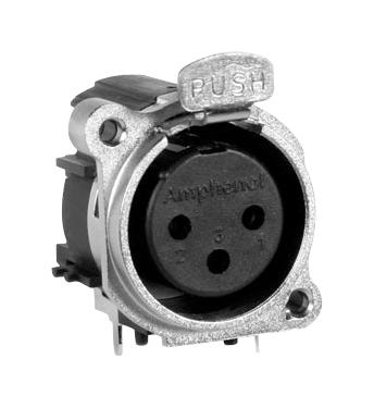 AMPHENOL AUDIO AC3FBH2AUPRE XLR Connector, 3 Contacts, Jack, Panel Mount, Through Hole Mount Right Angle