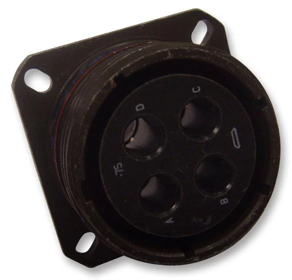Amphenol Industrial D38999/20WC4SA D38999/20WC4SA Circular Connector MIL-DTL-38999 Series III Wall Mount Receptacle 4 Contacts Crimp Socket