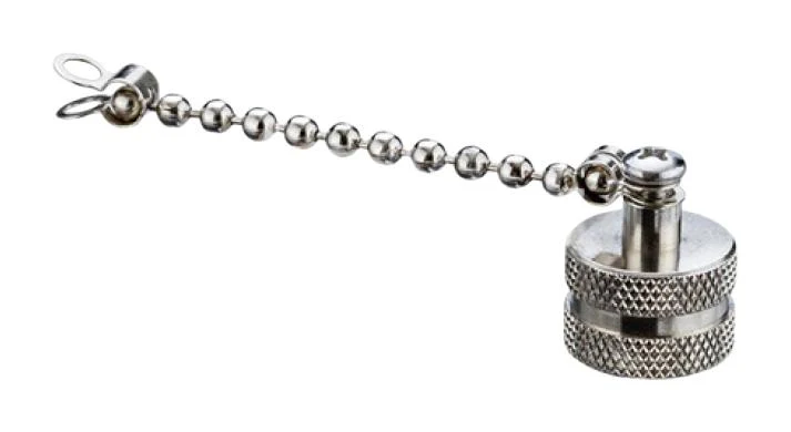 AMPHENOL LTW CAP-WBDMSPB2 Dust Cap / Cover, IP67, Cap with Chain, Amphenol M12 Plug Connectors, Brass, Nickel Plating Body