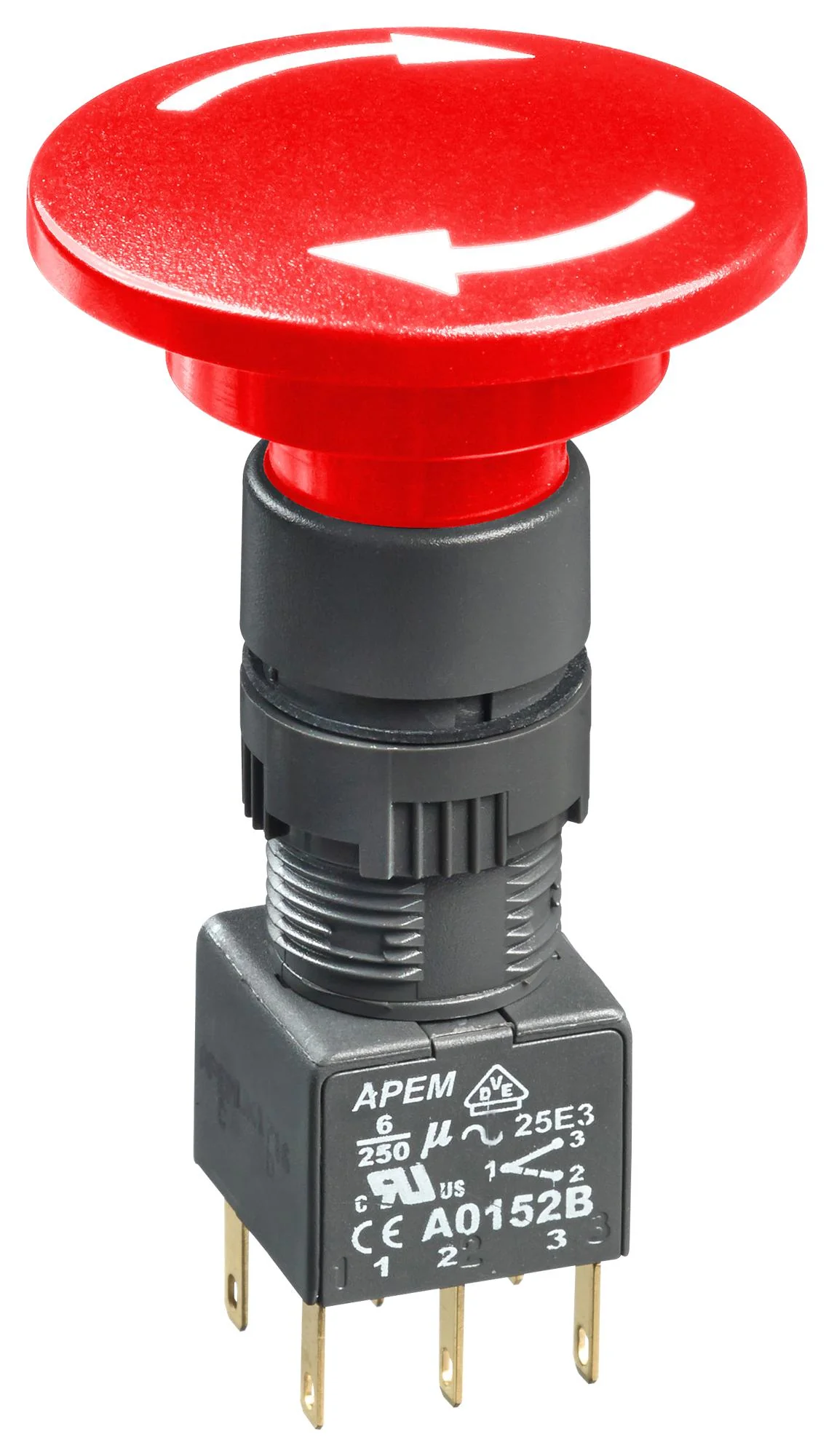 Apem A01MXB+A0152B Industrial Pushbutton Switch A01 Series 16 mm Dpdt Maintained Mushroom Red
