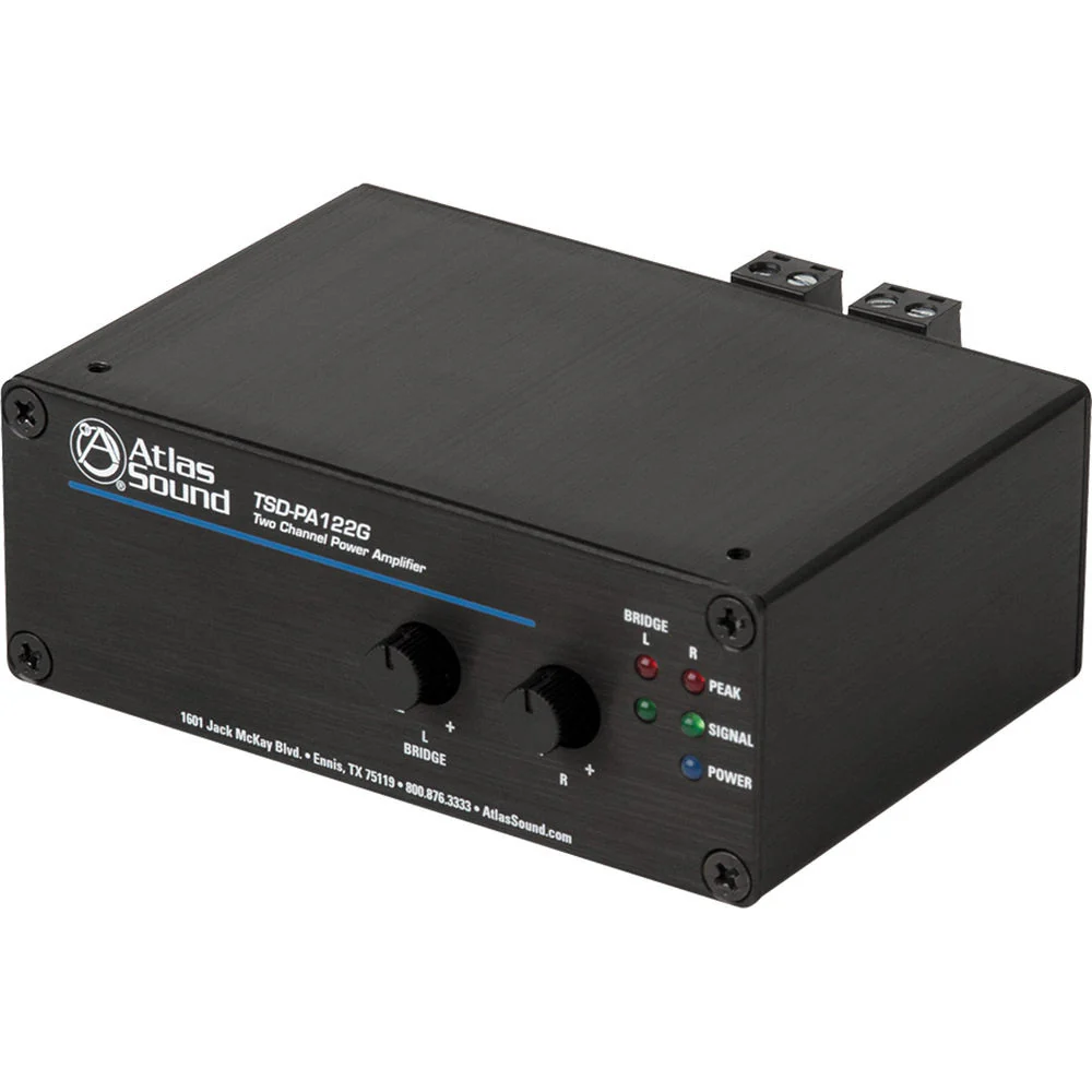 Atlas Sound Time Saving Devices TSD-PA122G 12W 2-Channel Power Amplifier (Black) - Image 2