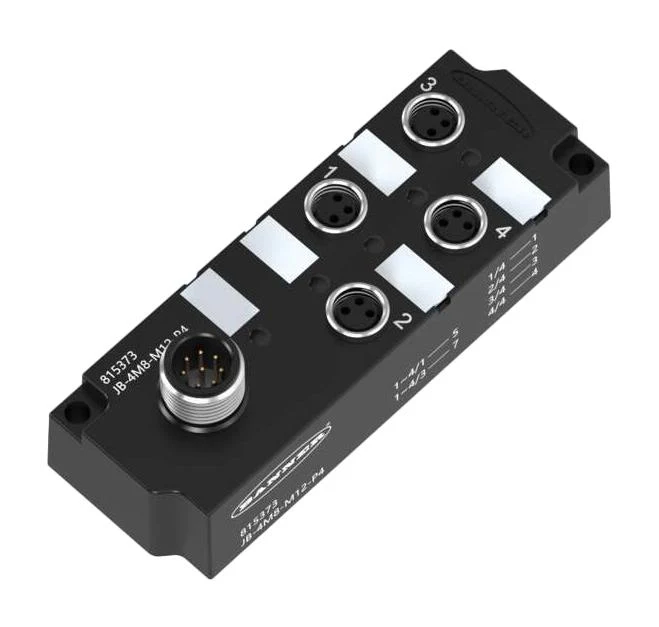 BANNER ENGINEERING JB-4M8-M12-P4 JUNCTION BLOCK, 4PORT M8, 4 PNP, IP67