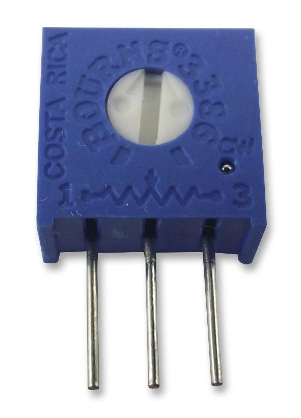 BOURNS 3386W-1-103LF Trimmer Potentiometer, 10 kohm, 500 mW, � 10%, Trimpot 3386 Series, 1 Turns, Through Hole