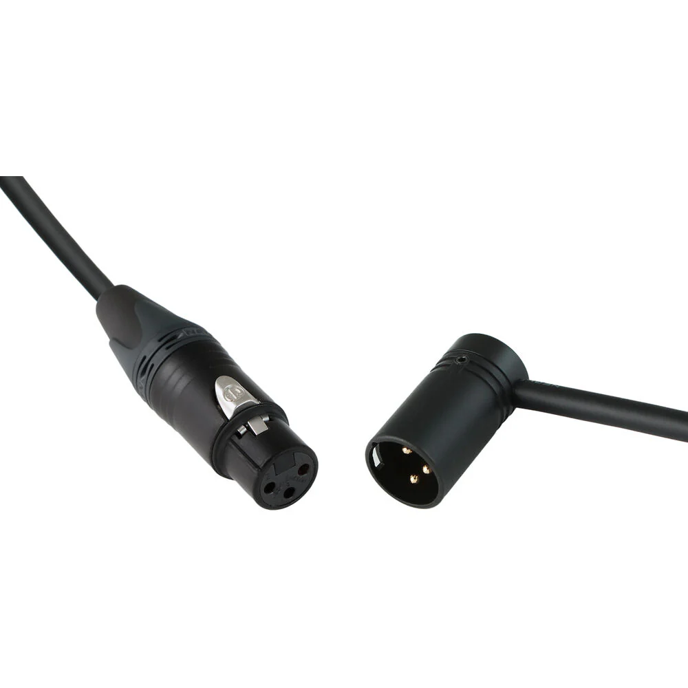 Cable Techniques Straight XLR Female to Low-Profile Right-Angle XLR Male Premium QUAD Cable (Black Cap, 3') - Image 2