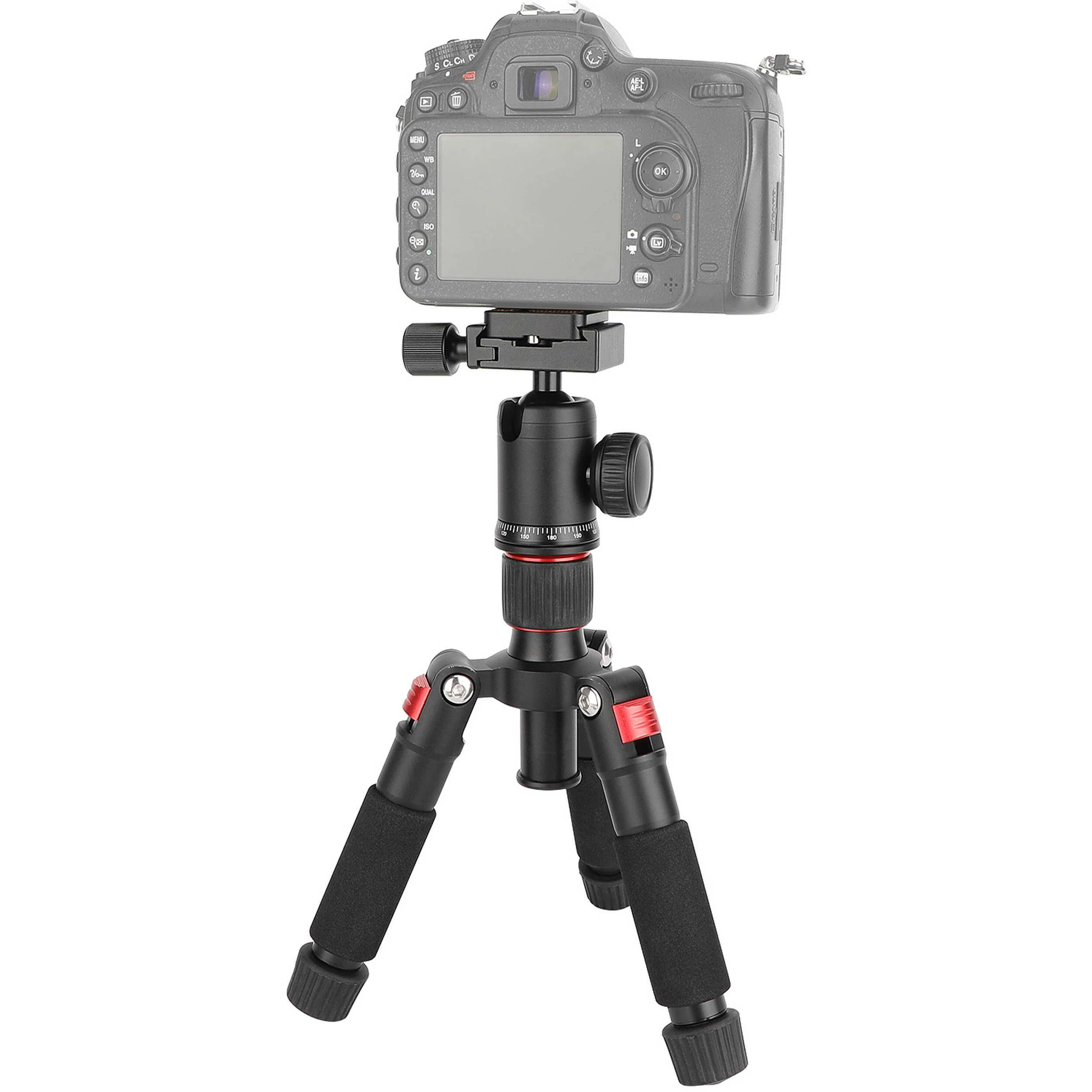 CAMVATE Mini Tabletop Aluminum Tripod with Arca-Type Ball Head (Black with Red Accents) - Image 2