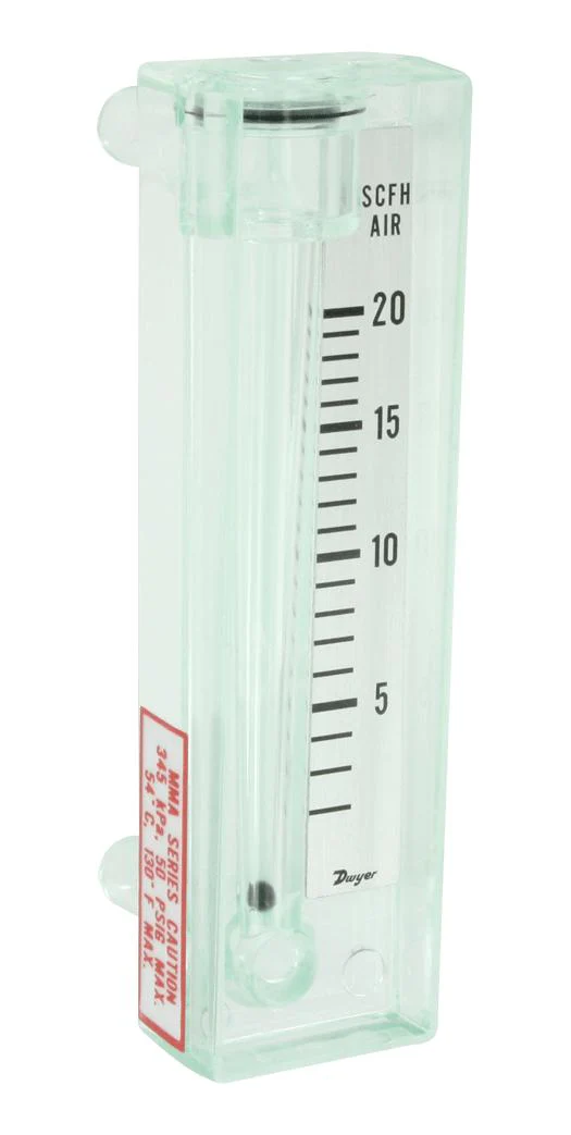 DWYER MMA-23 Air Flowmeter, 1 to 10 LPM, 100 psi, 4 % Accuracy, 7.938mm, 54 °C