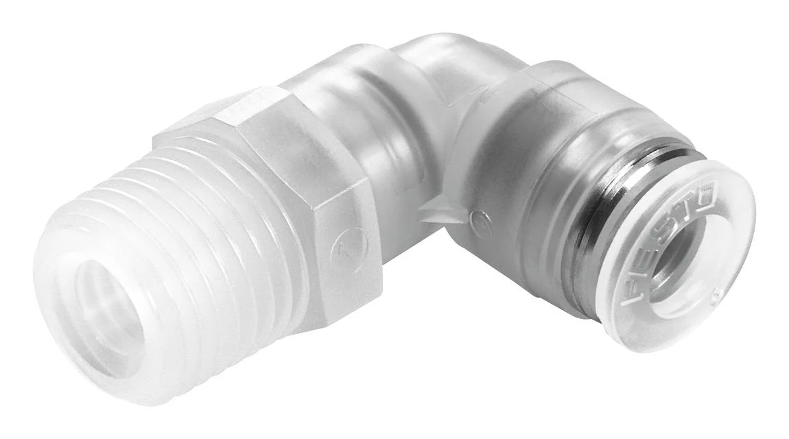 Festo NPQP-L-R14-Q10-FD-P10 Pneumatic Fitting Push-In L-Fitting R1/4 10 bar mm PP (Polypropylene) Npqp