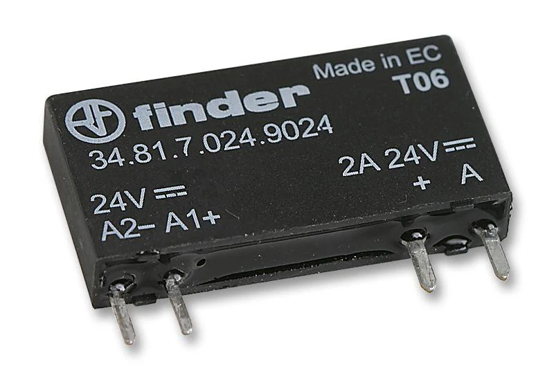 FINDER 34.81.7.005.8240 Solid State Relay, 34 Series, Ultra-Slim, SPST-NO, 2 A, 240 VAC, PCB, Through Hole, Zero Crossing