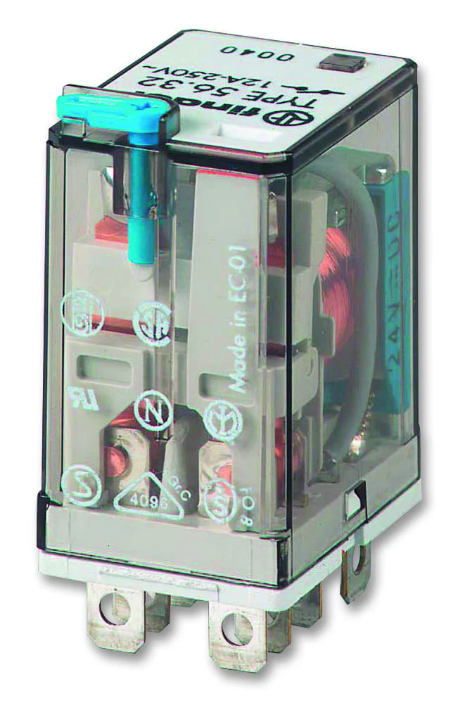 FINDER 56.32.8.024.0000 General Purpose Relay, 56 Series, Power, DPDT, 24 VAC, 12 A