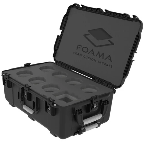 Foama Wheeled Hard Case with Foam Insert for Set of 7 Canon Sumire Prime Lenses (Black Insert) - Image 2