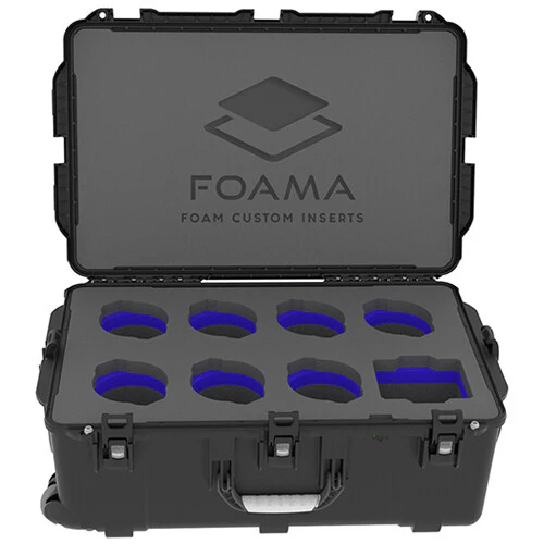 Foama Wheeled Hard Case with Foam Insert for Set of 7 Canon Sumire Prime Lenses (Blue Insert) - Image 2
