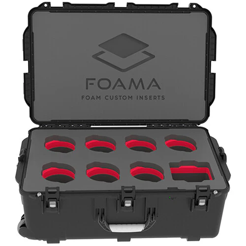 Foama Wheeled Hard Case with Foam Insert for Set of 7 Canon Sumire Prime Lenses (Red Insert) - Image 2