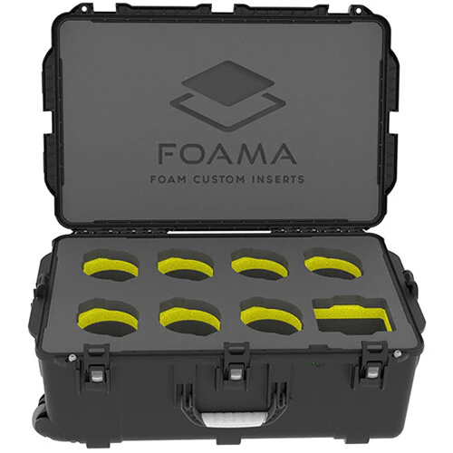 Foama Wheeled Hard Case with Foam Insert for Set of 7 Canon Sumire Prime Lenses (Yellow Insert) - Image 2