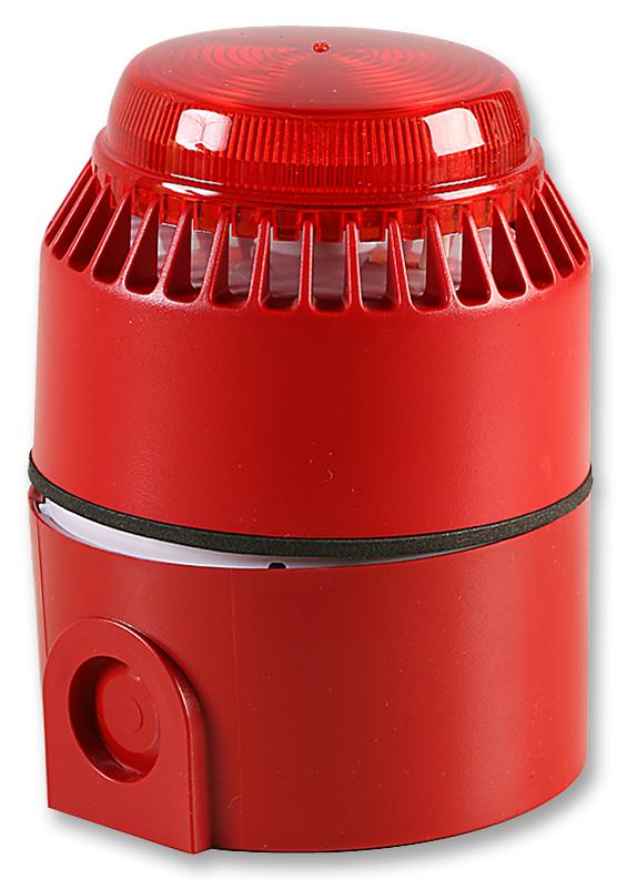 FULLEON FL/SV/RL/R/D Beacon / Sounder, Flashni, Red, Flashing, 100mm Dia., 2 Tone, 101dB, 24VDC, IP65