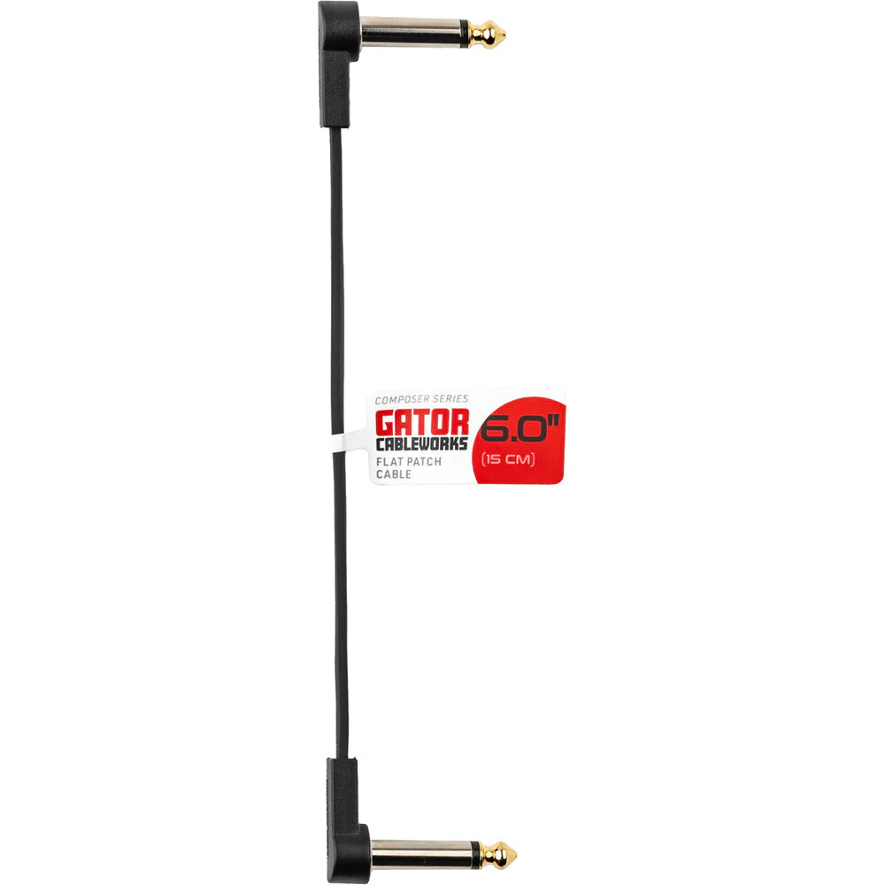 Gator Composer Flat Patch Cable with Right-Angle 1/4" Male Connectors (6")