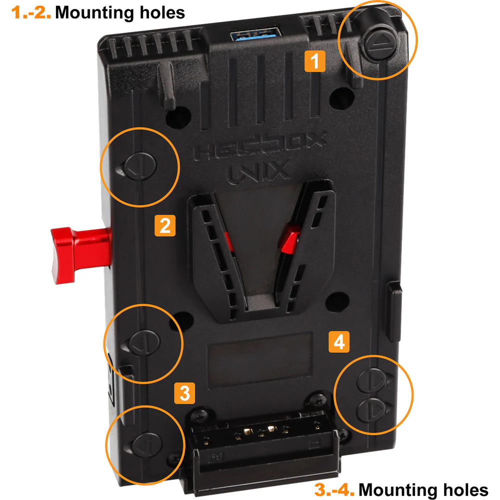 Hedbox UNIX-0BL V-Mount Adapter Power Plate with 2-Pin LEMO 0B Right-Angle Cable - Image 3