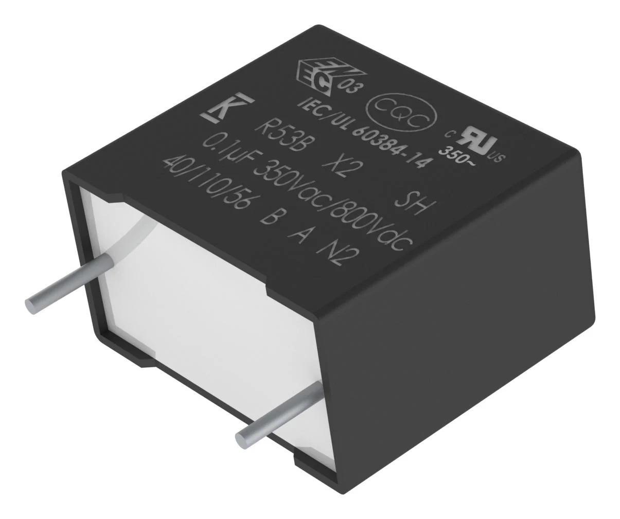 Kemet R53BN41005000K Safety Capacitor Metallized PP Radial Box - 2 Pin 1 µF ± 10% X2 Through Hole