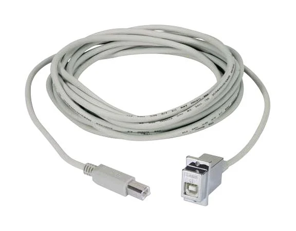 L-COM ECF504-24BBS USB Cable, Type B Plug to Type B Receptacle, 609.6 mm, 24 ft, USB 2.0, Light Grey