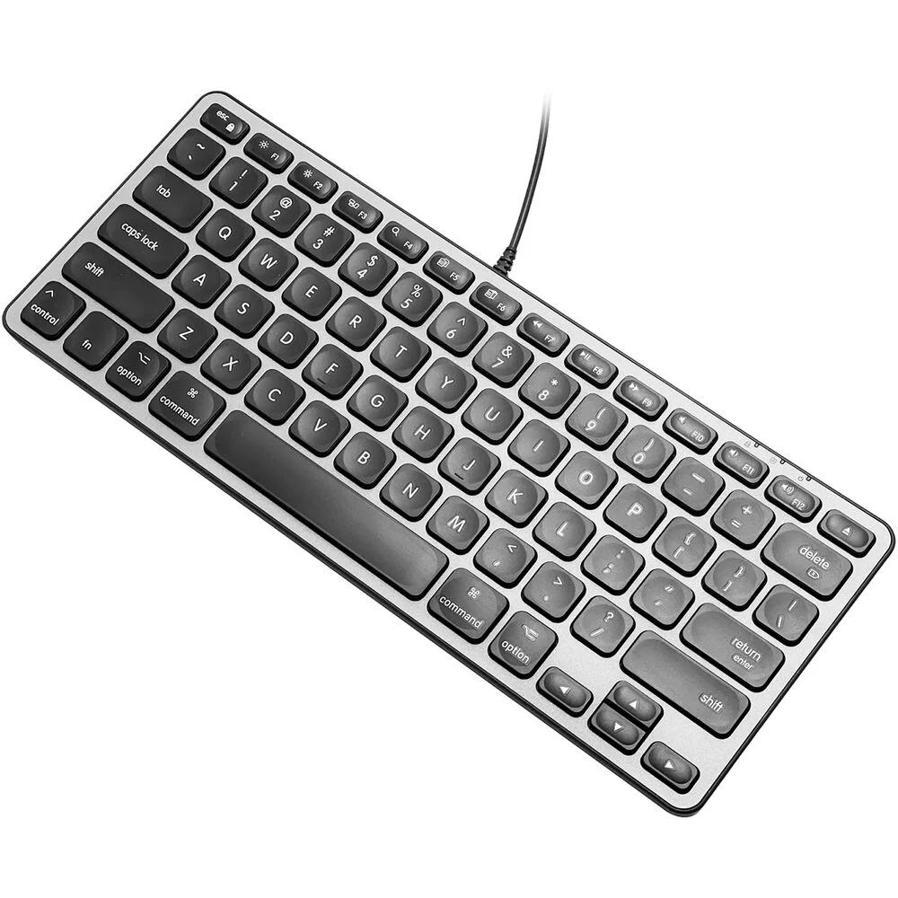Macally Compact Wired Keyboard with USB-A and USB-C Hub (Space Gray)