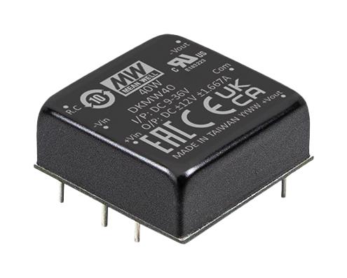 MEAN WELL DKMW40F-15 Isolated Through Hole DC/DC Converter, ITE & Industrial, DIP, 4:1, 40 W, 2 Output, 15 V