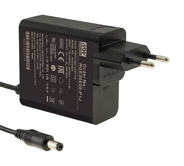 MEAN WELL NGE30E15-P1J AC/DC Power Supply, ITE, Industrial, Household, Medical, 1 Output, 30 W, 15 V, 2 A
