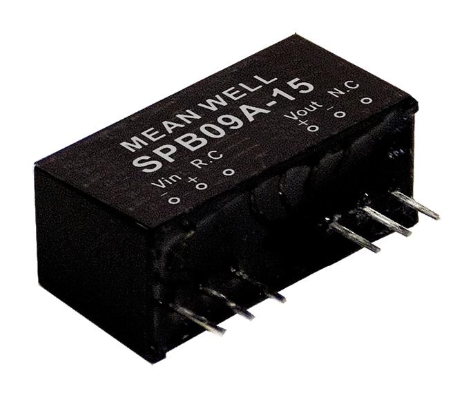 Mean Well SPB09B-15 Isolated Through Hole DC/DC Converter 2:1 9 W 1 Output 15 V 600 mA