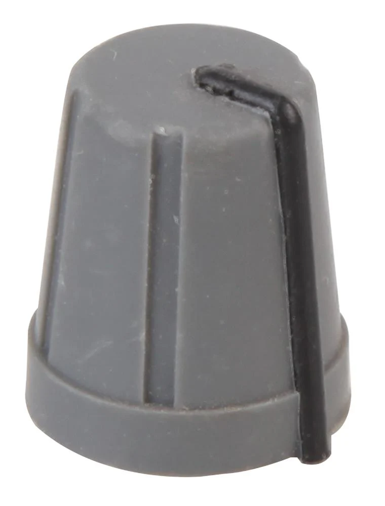 MULTICOMP CR-R4-6 Knob, Round with Indicator Line, 6 mm, 13.2 mm, D Shaft, Rubber with Plastic Insert