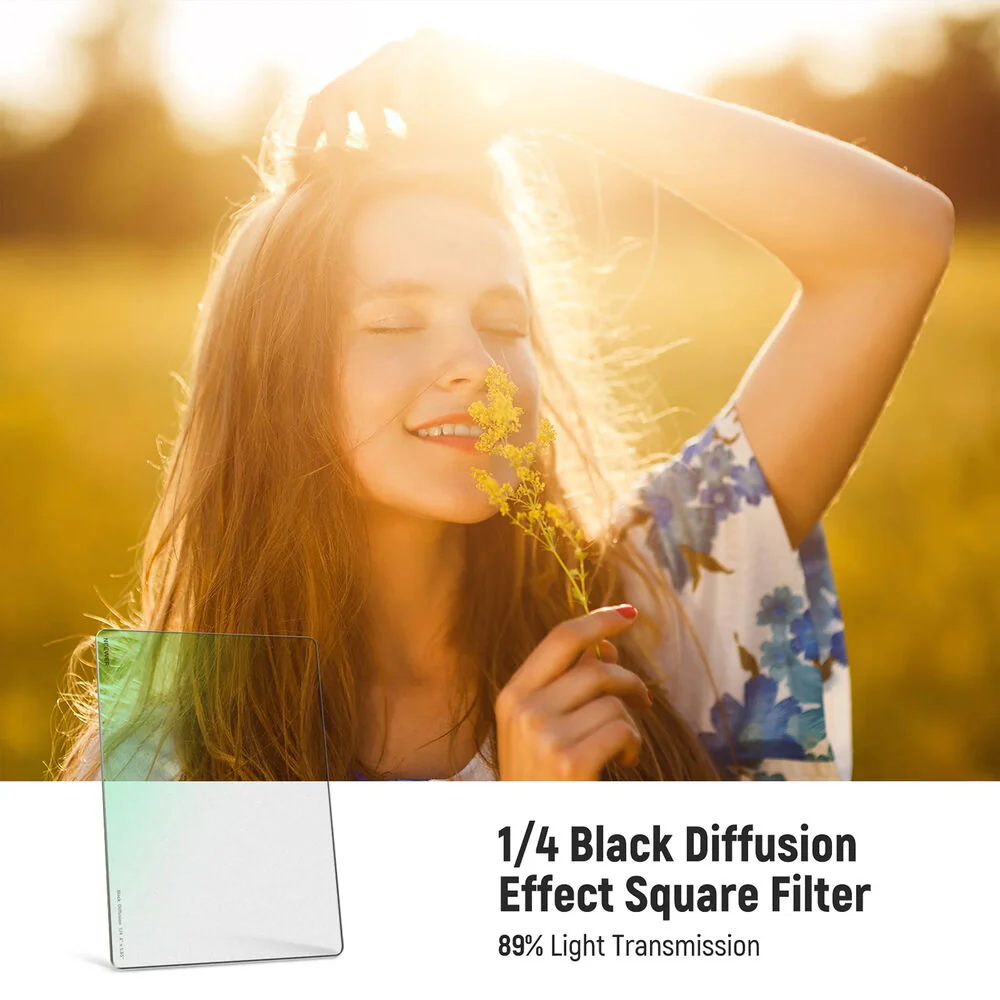 Neewer Black Diffusion Mist Dreamy Effect Filter (4 x 5.65", Grade 1/4) - Image 2