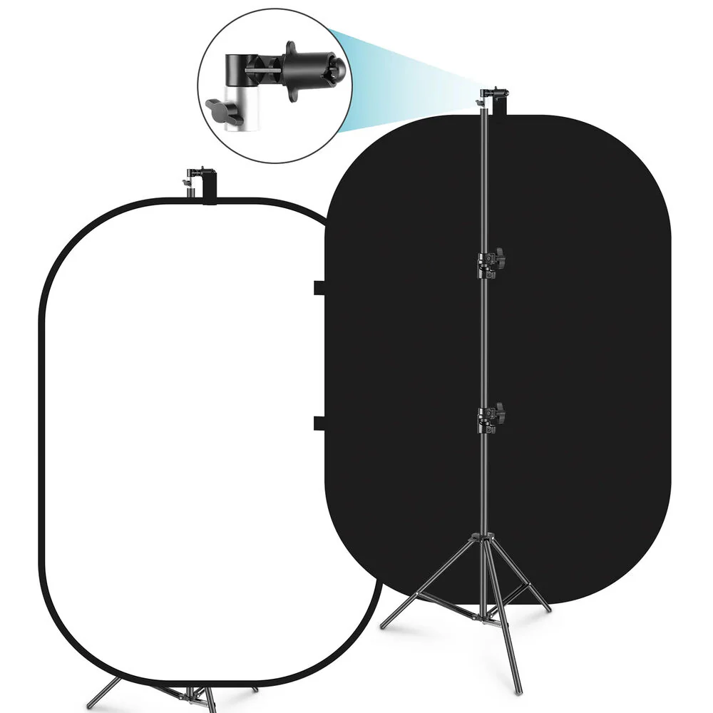 Neewer Chromakey Collapsible Backdrop with Support Stand (Black/White, 59 x 79")