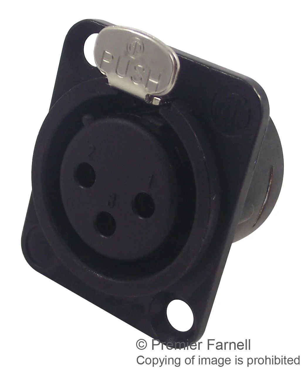 NEUTRIK NC3FD-L-B1 XLR Audio Connector, 3 Contacts, Socket, Panel Mount, Gold Plated Contacts, Metal Body, DL Series
