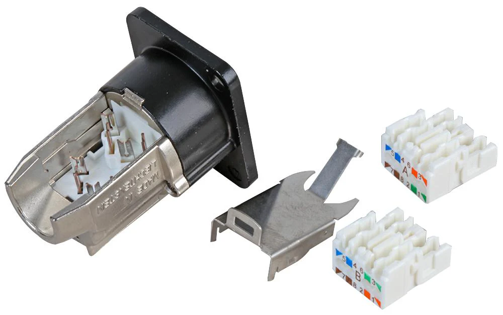 Neutrik NE8FDX-Y6-B Modular Connector RJ45 Jack 1 x (Port) 8P8C Cat6a Cable Mount - Image 2