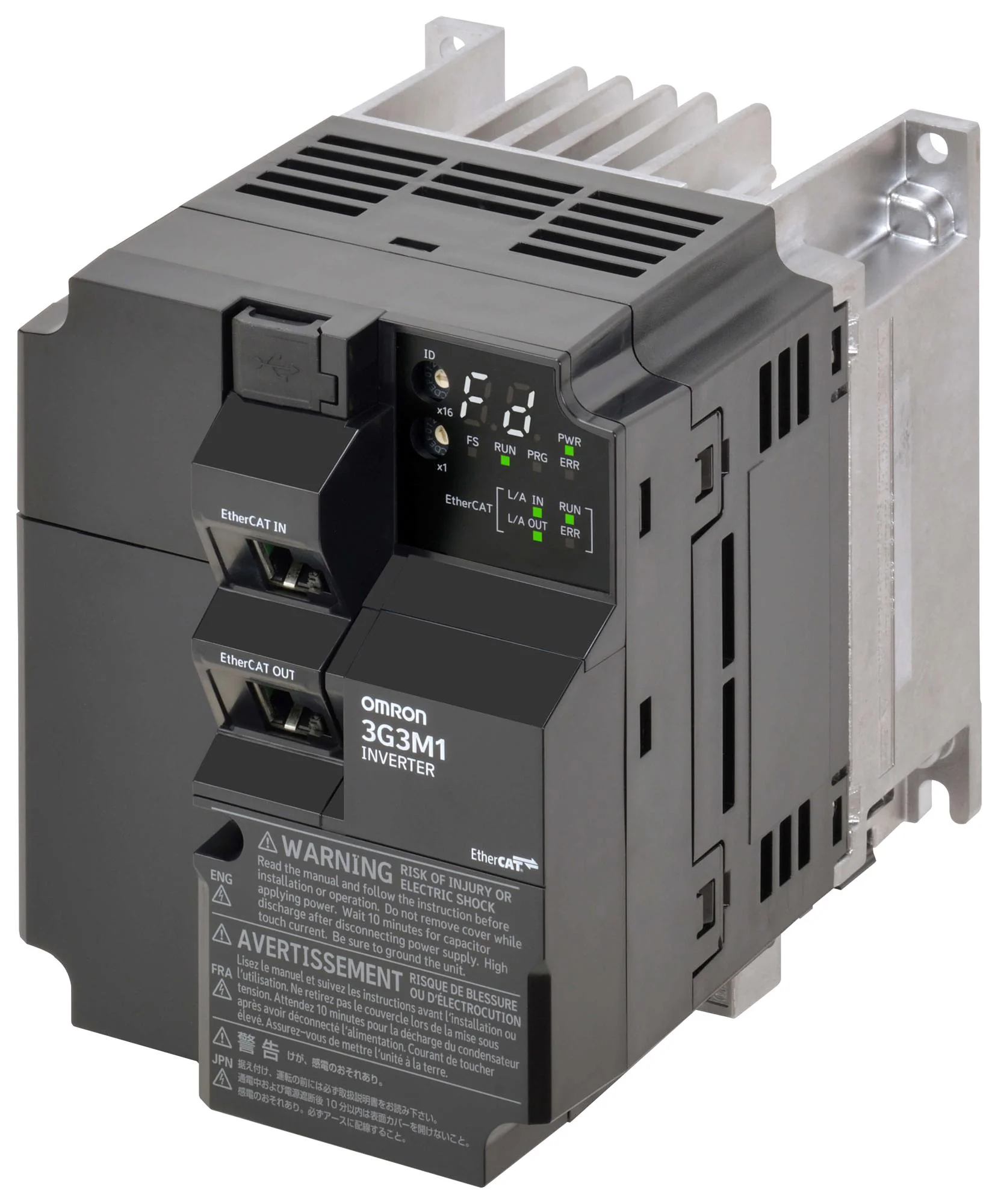 OMRON INDUSTRIAL AUTOMATION 3G3M1-A4004-ECT Variable Speed Drive, 3 Phase, 2.1 A, 380 to 480 VAC, 750 W, IP20, M1 Series