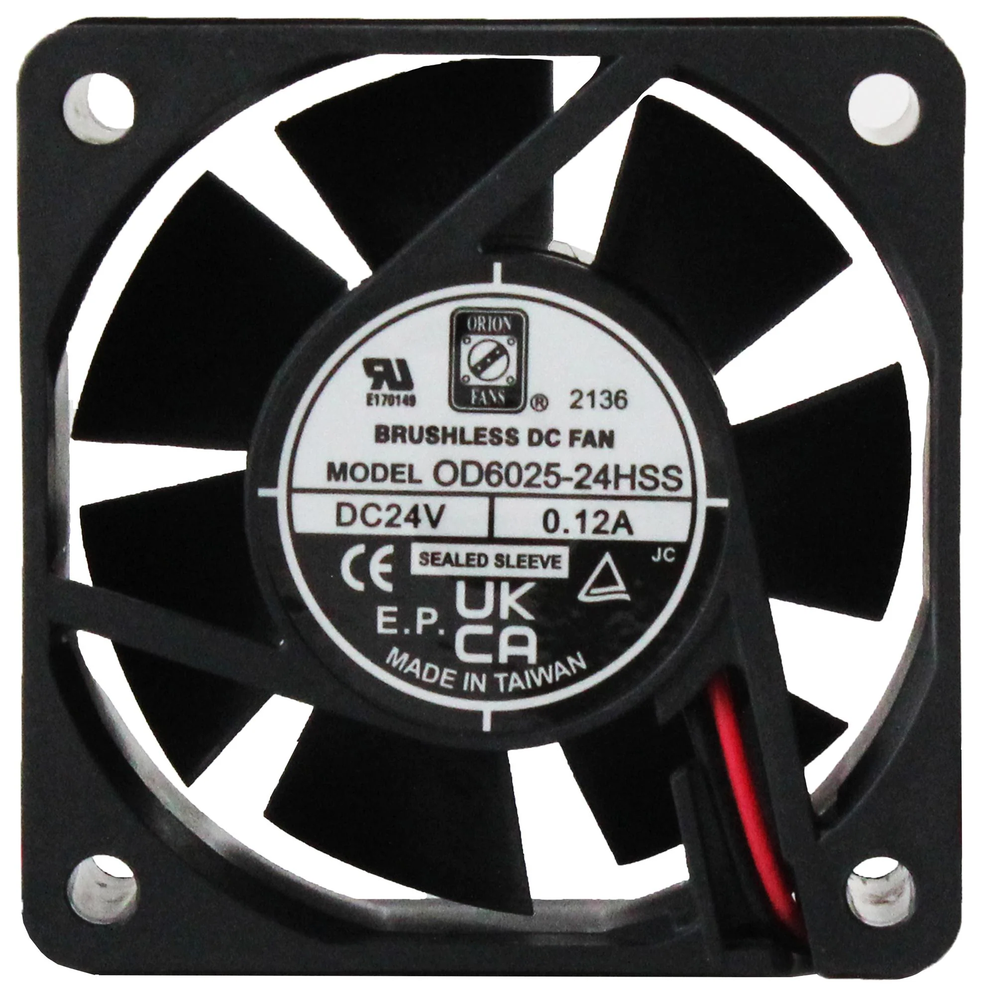 ORION FANS OD6025-24HB01A DC Axial Fan, 24 V, Square, 60 mm, 25 mm, Ball Bearing, 24 CFM - Image 2