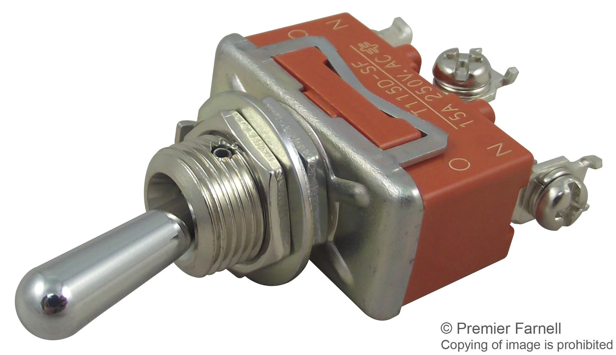 PANASONIC ELECTRIC WORKS T115D-AULF Toggle Switch, Standard Type, SPDT, Non Illuminated, On-On, T-15 Series, Panel, 15 A