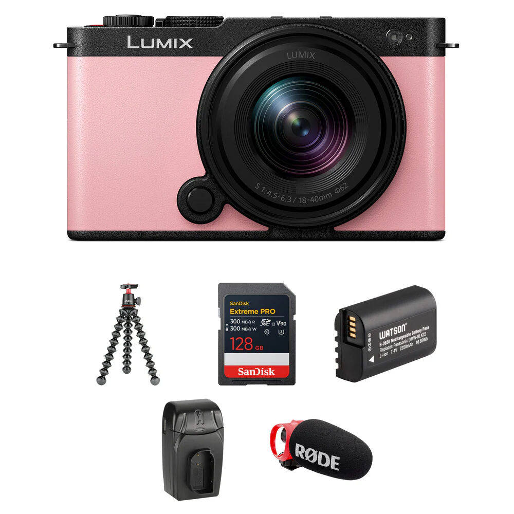 Panasonic Lumix S9 Mirrorless Camera with 18-40mm f/4.5-6.3 Lens and Content Creation Kit (Sakura Pink)