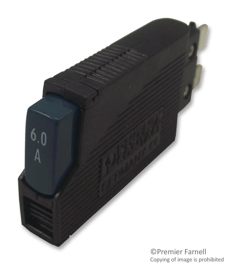 PHOENIX CONTACT 0712275 Thermal Circuit Breaker, CLIPLINE, 6 A, 1 Pole, 65 VDC, 250 VAC, DIN Rail GTIN UPC EAN: 4017918848392 TCP 6A