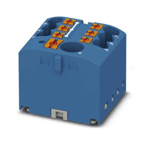 Phoenix Contact PTFIX 6/6X25-G BU Panel Mount Barrier Terminal Block Blue 24 A 450 V 7 Pole Push In 12 AWG