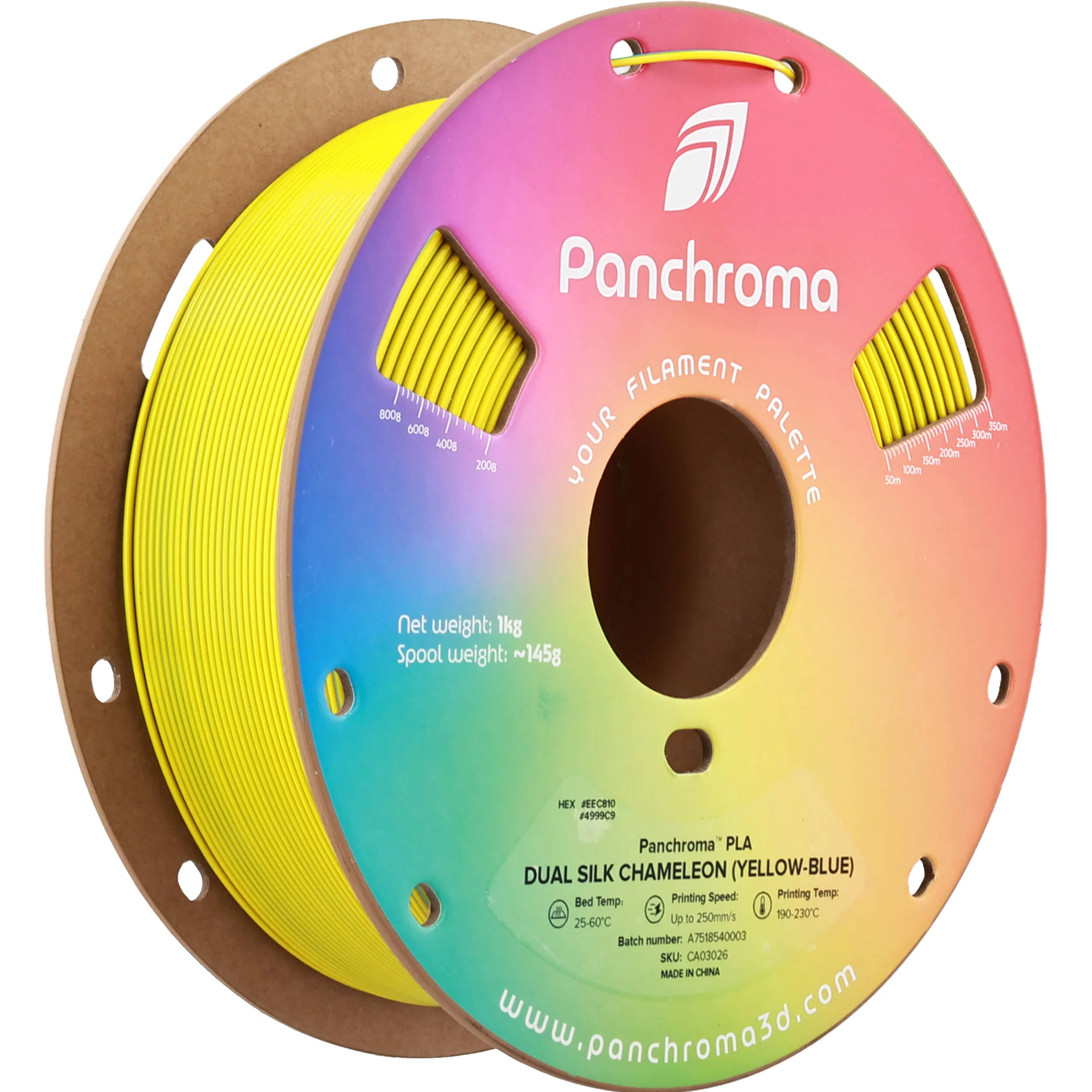 Polymaker Panchroma Dual Silk PLA Filament (1kg, Yellow & Blue Chameleon)