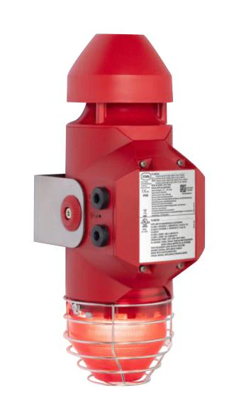 R. STAHL 312360 Audible & Visual Alarm, Red, Flashing, 4 Tone, 114 dBA, IP66, 27.2 VDC, -40 to 70 °C, 422 mm H