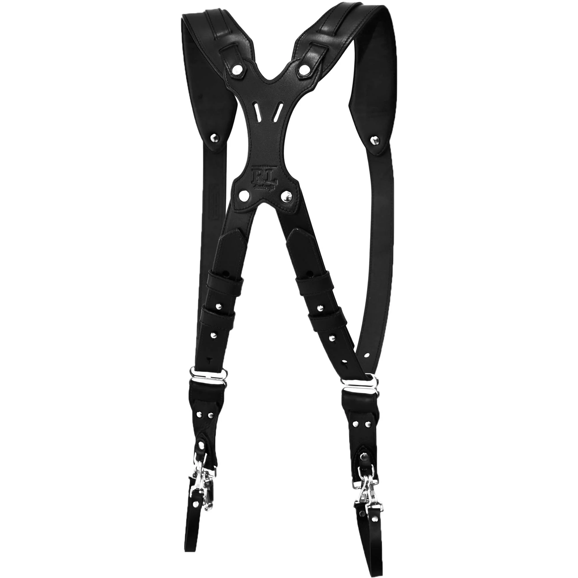 RL Handcrafts Clydesdale Pro-DLX Dual Leather Camera Harness (Large, Jet Black/Black) - Image 11