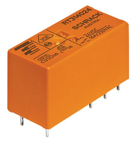 Schrack - TE Connectivity 1393240-1 General Purpose Relay Power PCB RT1 Series Non Latching Spdt 48 VDC 16 A