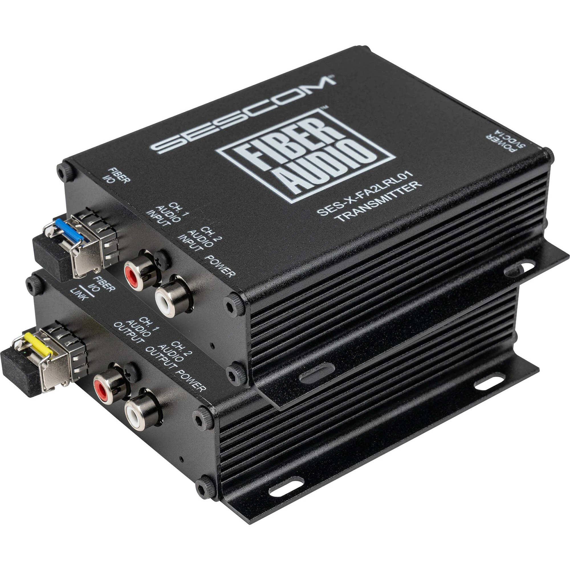 Sescom 2-Channel Unbalanced RCA Line Level Audio over Simplex LC Fiber Transmitter & Receiver Set