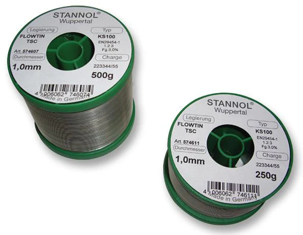 STANNOL 574609 Solder Wire, KS100, 1.2mm Diameter, 217°C, 500g
