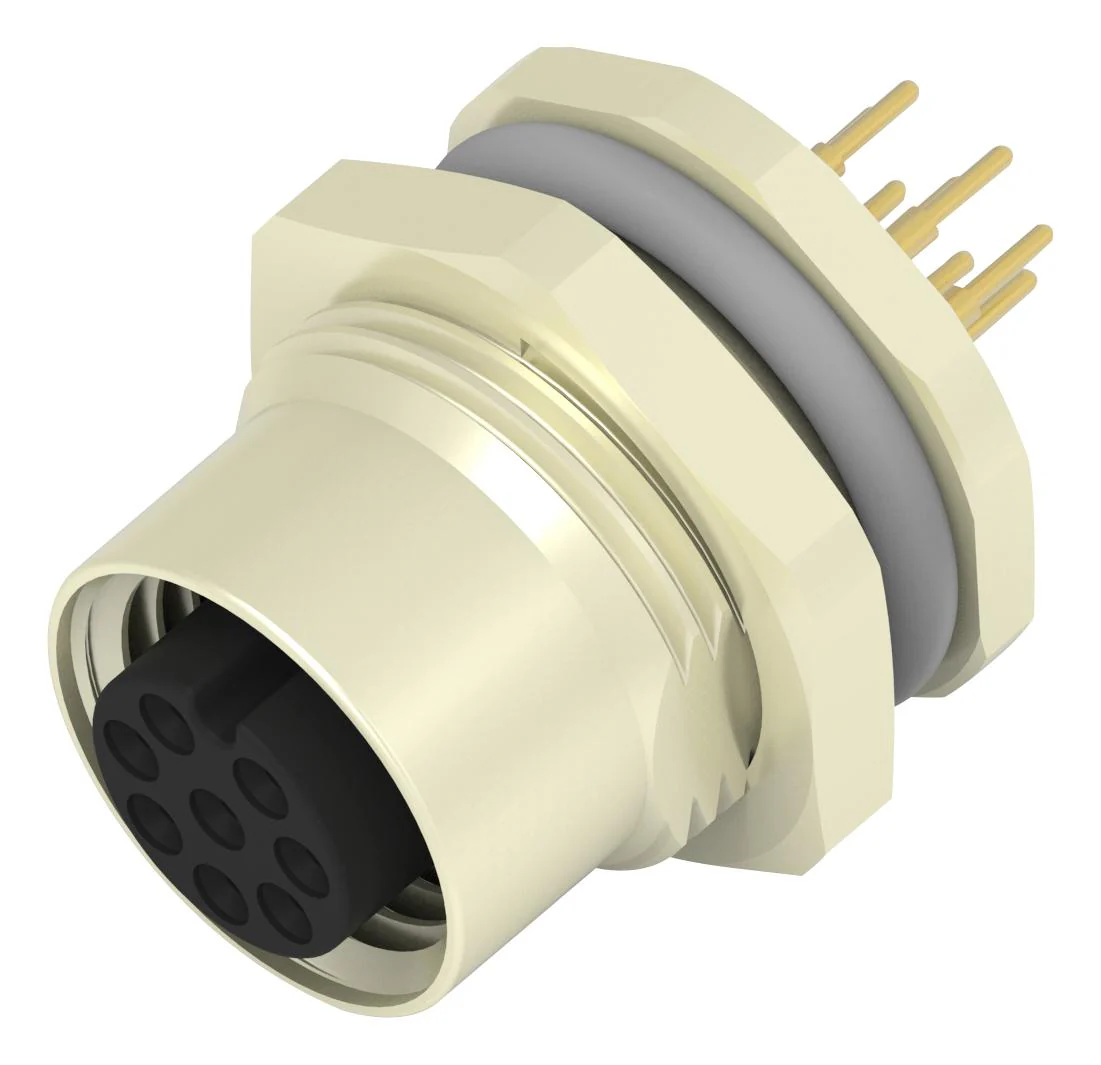 TE Connectivity T4141012081-000 Sensor Connector M12 Female 8 Positions PCB Socket Straight Panel Mount