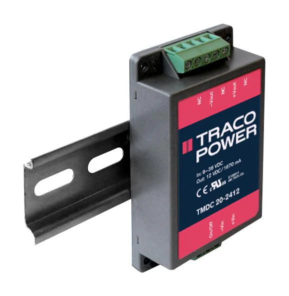 TRACOPOWER TMDC 20-2412 DC/DC Converter, Fixed, 1 Output, 9 V, 36 V, 20 W, 12 V