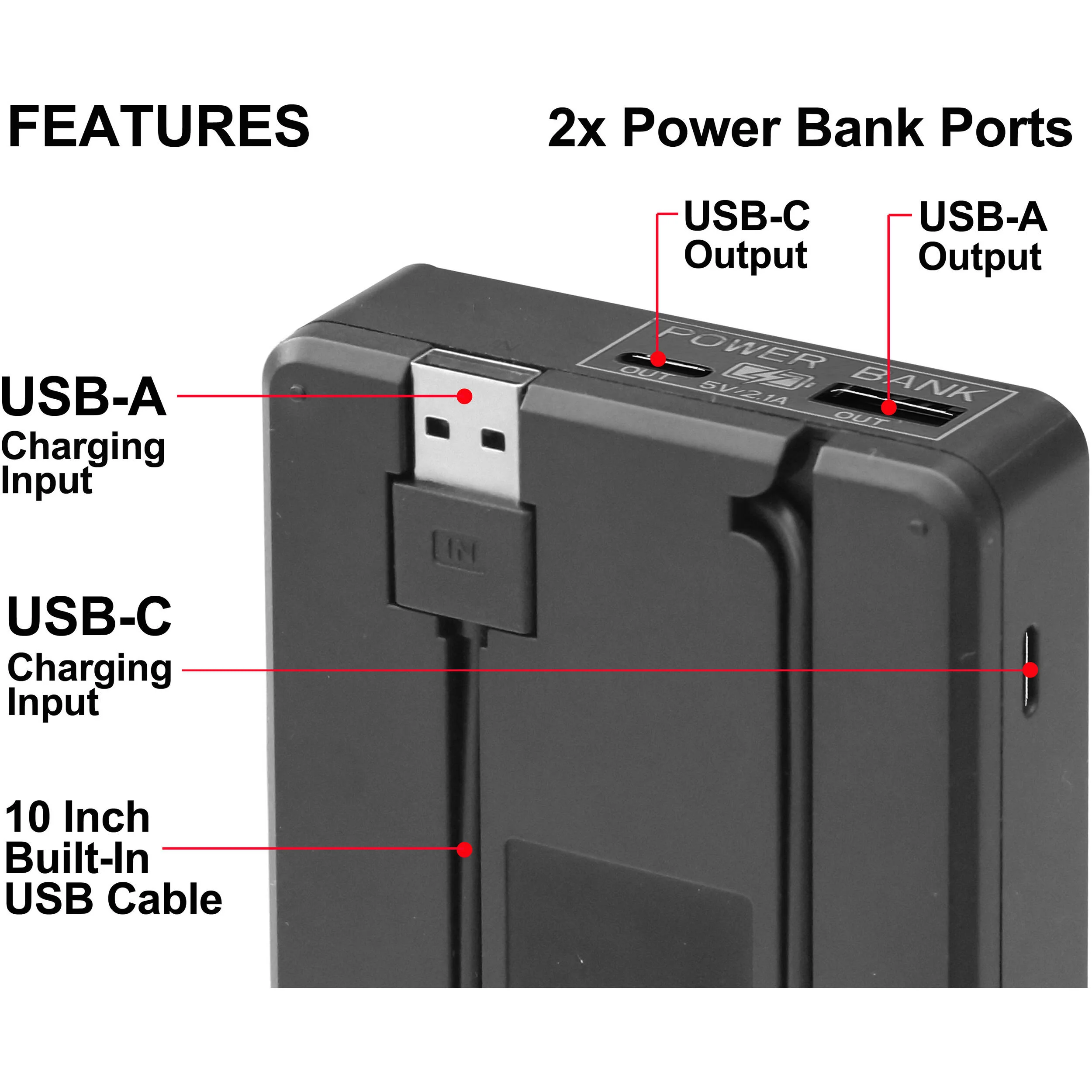 Vidpro VDL-101 Dual Bay LCD Charger with Power Bank for Olympus BLH-1 - Image 2