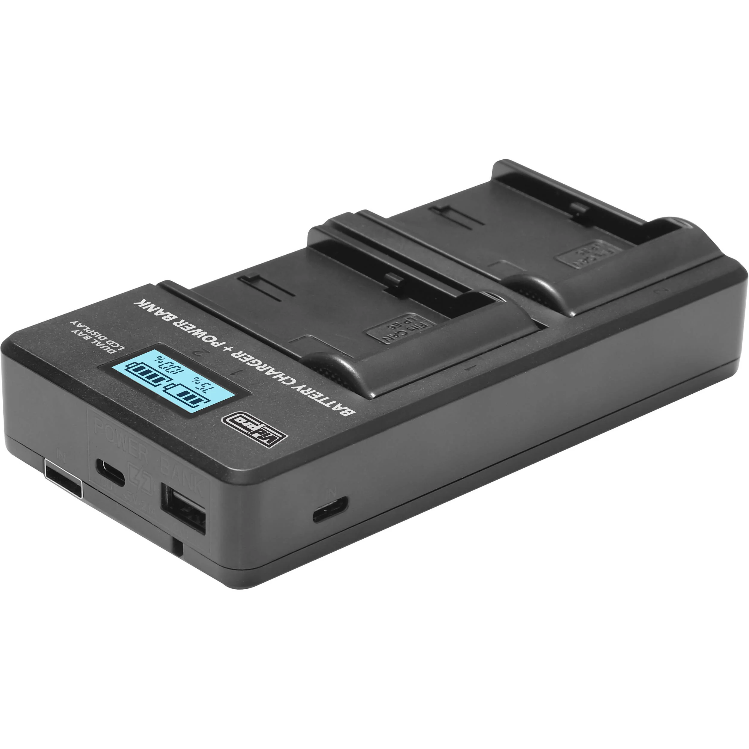 Vidpro VDL-102 Dual Bay LCD Charger with Power Bank for Panasonic BLJ31 - Image 3