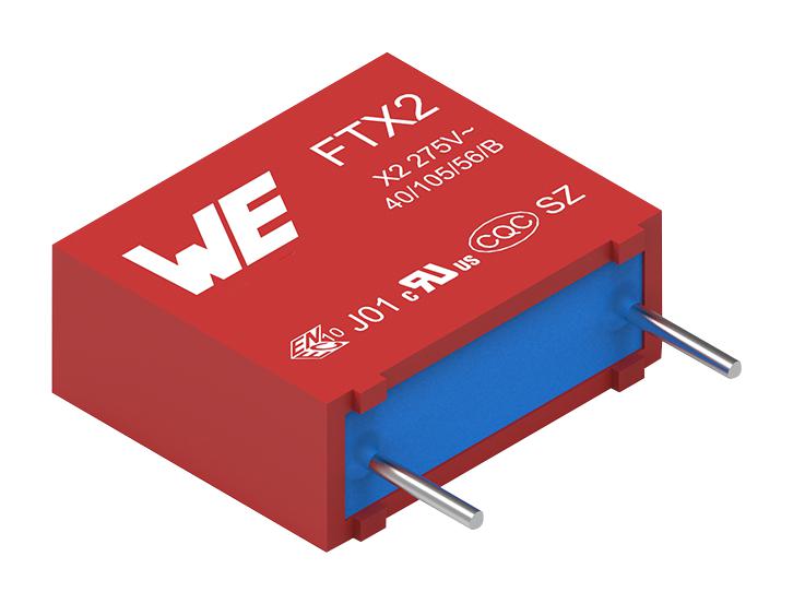 WURTH ELEKTRONIK 890324026027 Safety Capacitor, Metallized PP, Radial Box - 2 Pin, 1 µF, ± 10%, X2, Through Hole